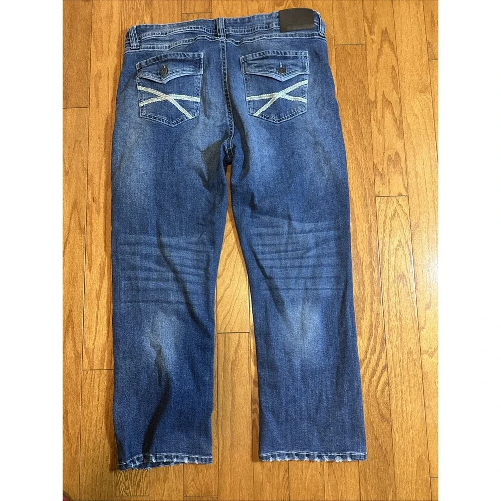 TK Axel Slim Boot Cut Jeans Thick Stitch Medium Blue Jeans Men's Size 40x30